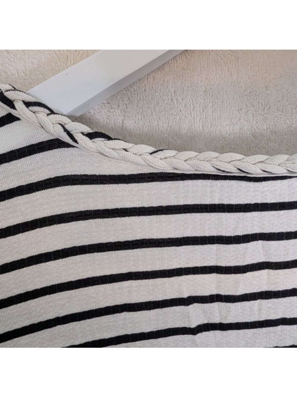 Max Studio Striped Mini Dress Ruffled Sleeves Flounced Hem 1X White & Black - Picture 10 of 13